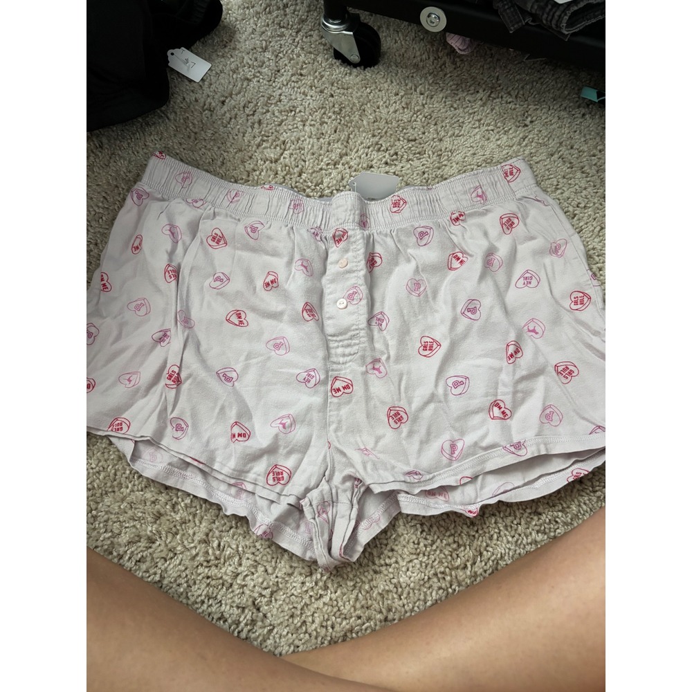 Victoria's Secret PINK Lavender‎ Conversation Heart Pajama Shorts Small Y2K